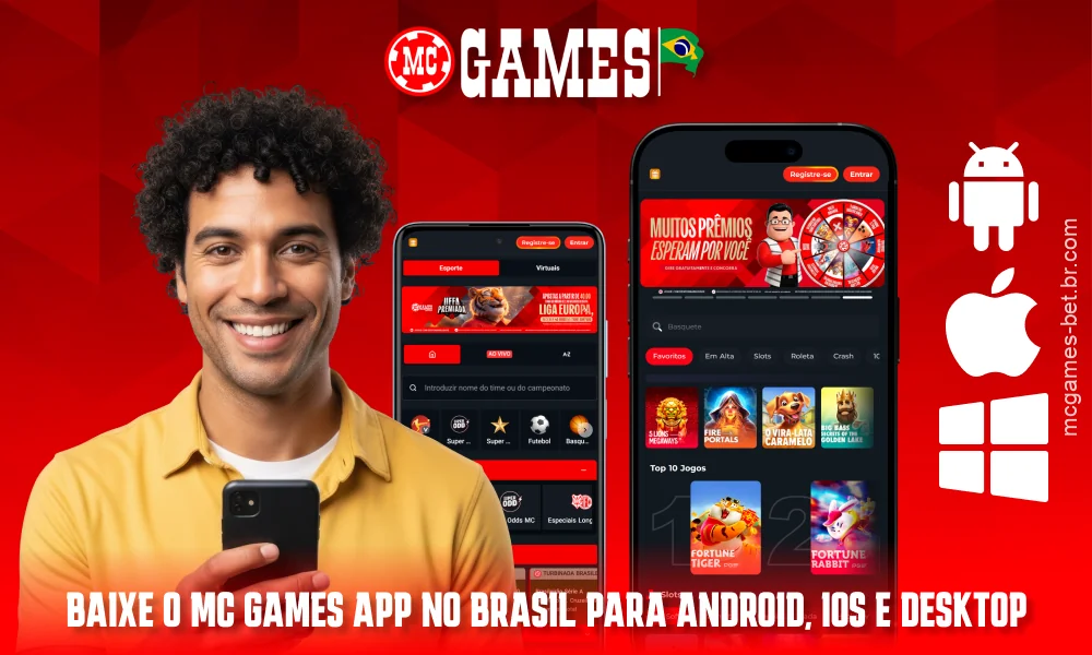 Os jogadores no Brasil podem usar o aplicativo MC Games no Android, iOS e computadores desktop com um conjunto completo de recursos para apostas e jogos